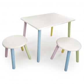 Детский комплект стол и два табурета круглых  (Белый, Белый, Цветной) в Игриме - igrim.mebel-74.com | фото