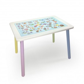 Детский стол с накладкой Алфавит (Белый/Цветной) в Игриме - igrim.mebel-74.com | фото