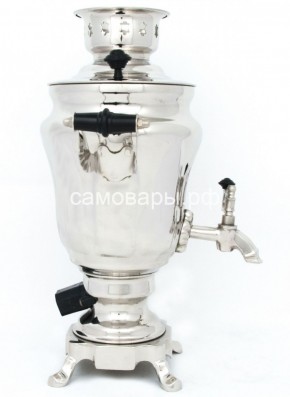 Электрический самовар из латуни никелированный на 1,5 литра форма "Тюльпан" с защитой от выкипания в Игриме - igrim.mebel-74.com | фото