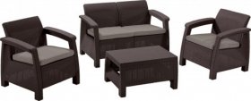 Комплект мебели Корфу сет (Corfu set) коричневый - серо-бежевый * в Игриме - igrim.mebel-74.com | фото