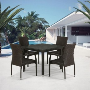 Комплект плетеной мебели T257A/YC379A-W53 Brown (4+1) + подушки на стульях в Игриме - igrim.mebel-74.com | фото