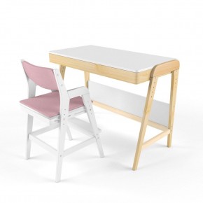 Комплект растущий стол и стул с чехлом 38 попугаев «Вуди» (Белый, Белый, Розовый) в Игриме - igrim.mebel-74.com | фото