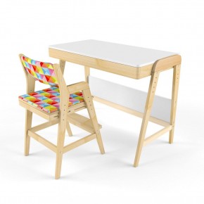 Комплект растущий стол и стул с чехлом 38 попугаев «Вуди» (Белый, Береза, Ромбы) в Игриме - igrim.mebel-74.com | фото
