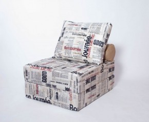 Кресло-кровать-пуф бескаркасное Прайм (Газета) в Игриме - igrim.mebel-74.com | фото