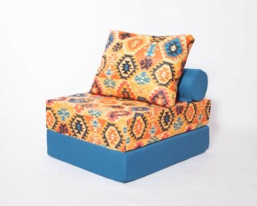 Кресло-кровать-пуф бескаркасное Прайм (мехико желтый-морская волна) в Игриме - igrim.mebel-74.com | фото