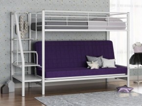 Кровать двухъярусная с диваном "Мадлен-3" (Белый/Фиолетовы) в Игриме - igrim.mebel-74.com | фото