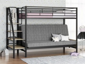 Кровать двухъярусная с диваном "Мадлен-3" (Черный/Серый) в Игриме - igrim.mebel-74.com | фото