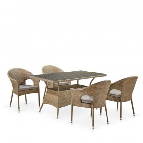 Обеденный комплект плетеной мебели T198B/Y79B-W56 Light Brown (4+1) в Игриме - igrim.mebel-74.com | фото