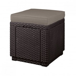 Пуфик Куб с подушкой (Cube with cushion) коричневый - серо-бежевый* в Игриме - igrim.mebel-74.com | фото