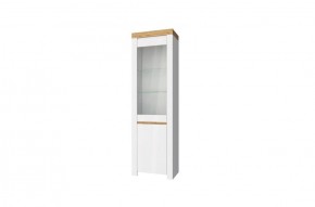 Шкаф с витриной  1V1D, TAURUS, цвет белый/дуб вотан в Игриме - igrim.mebel-74.com | фото