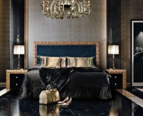 Спальный гарнитур Тиффани Premium черная/золото в Игриме - igrim.mebel-74.com | фото